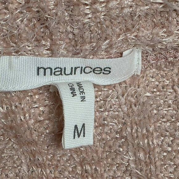 Maurices Fuzzy Ribbed Long Open Cardigan M Pink - Picture 7 of 9